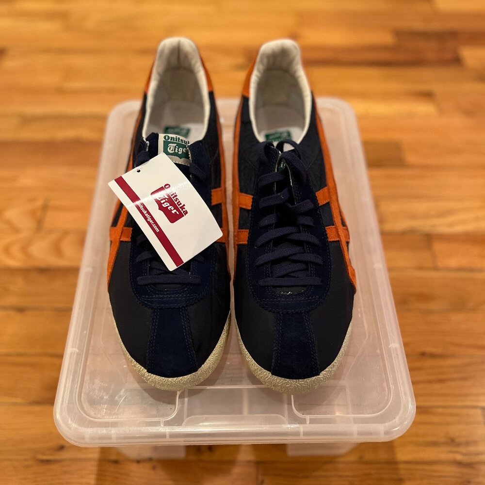 Onitsuka Tiger Mexico 66, Navy with Orange stripes, Size 13 US